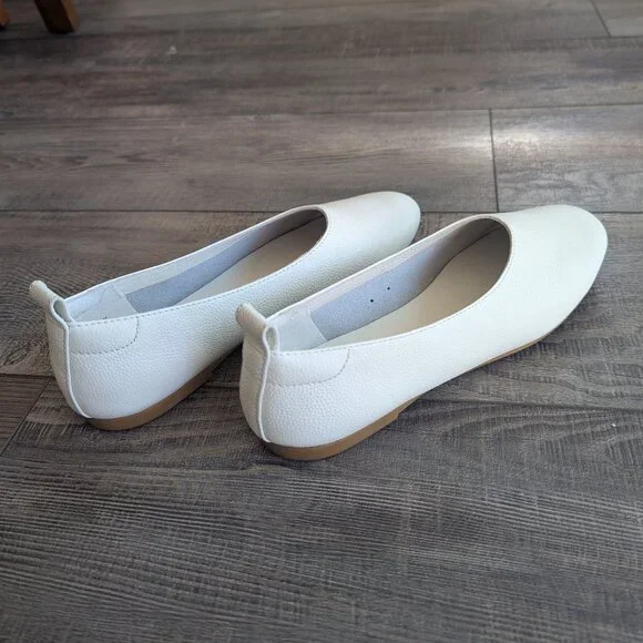 Everlane Womens 6 The Day Glove Classic Minimalist Leather Flats in Canvas White - Picture 7 of 8